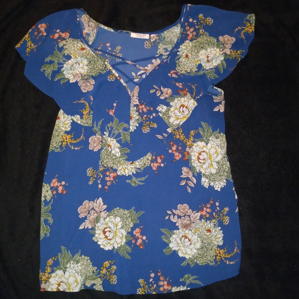 Women's 1X Tempted Los Angeles Blue Floral Top